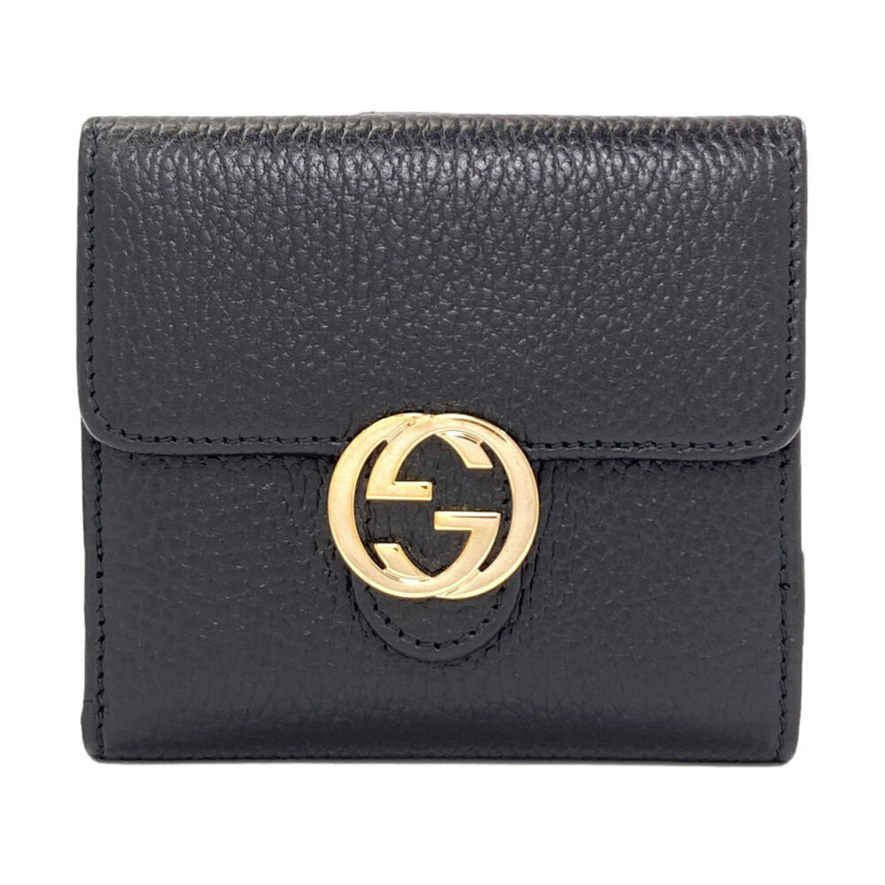 Gucci 615525 Outlet Interlocking G Bi-fold Wallet Leather Women's GUCCI
